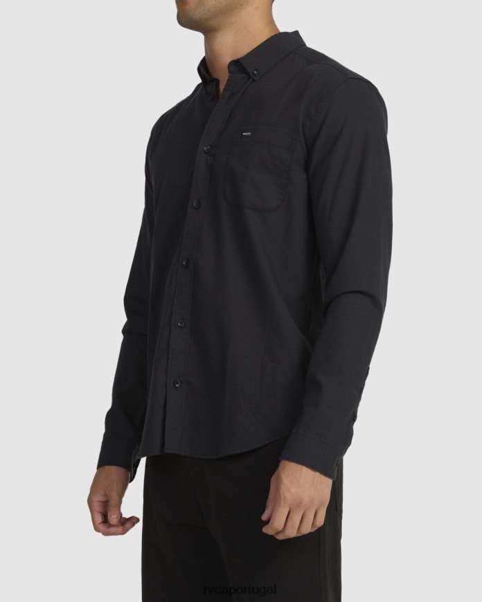 roupas RVCA homens isso vai servir camisa de manga comprida elástica preto N00F2H974