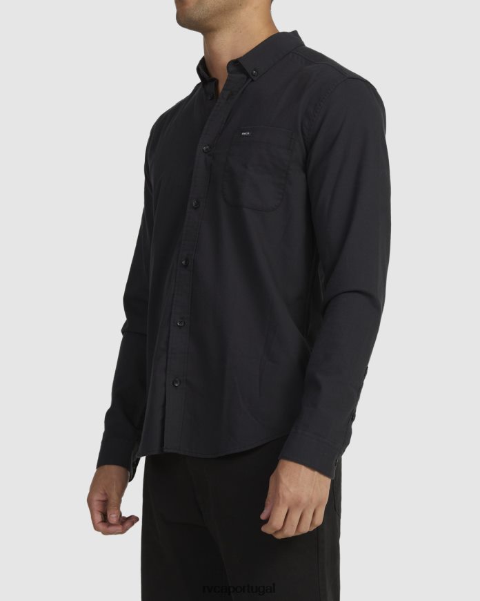 roupas RVCA homens isso vai servir camisa de manga comprida elástica preto N00F2H974