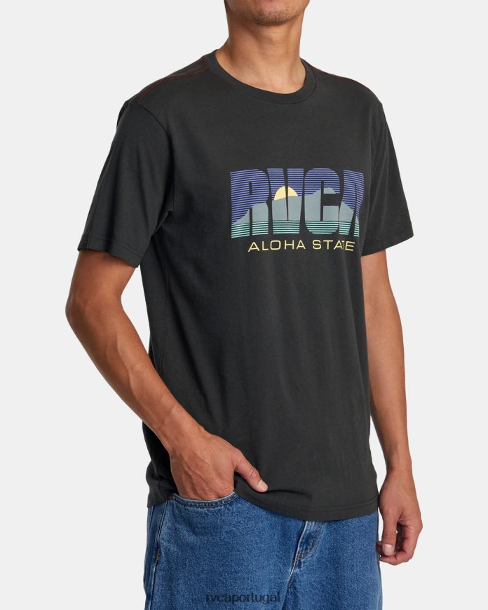 roupas RVCA homens aloha camiseta estadual pirata preto N00F2H44