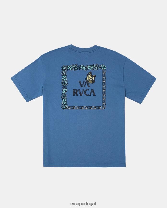 roupas RVCA homens camiseta cadeia alimentar azul legal N00F2H406