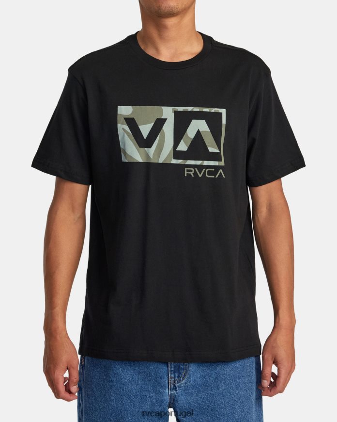 roupas RVCA homens camiseta caixa de equilíbrio preto N00F2H244