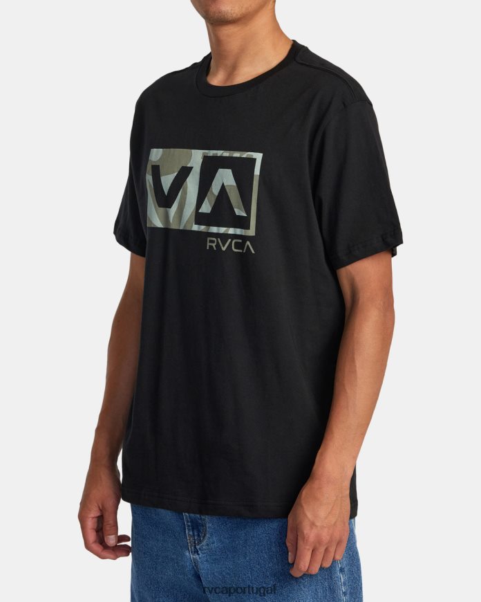 roupas RVCA homens camiseta caixa de equilíbrio preto N00F2H244