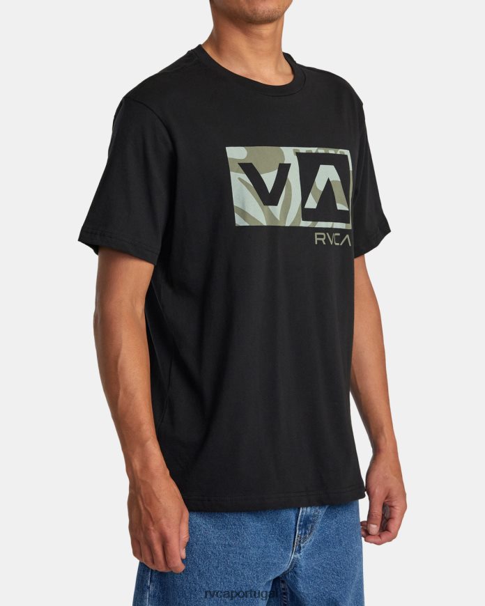 roupas RVCA homens camiseta caixa de equilíbrio preto N00F2H244