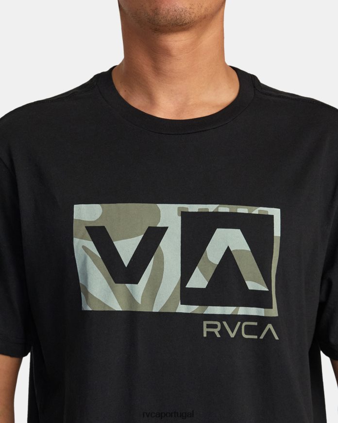 roupas RVCA homens camiseta caixa de equilíbrio preto N00F2H244