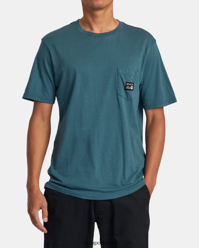 roupas RVCA homens camiseta com bolso anp pato azul N00F2H901