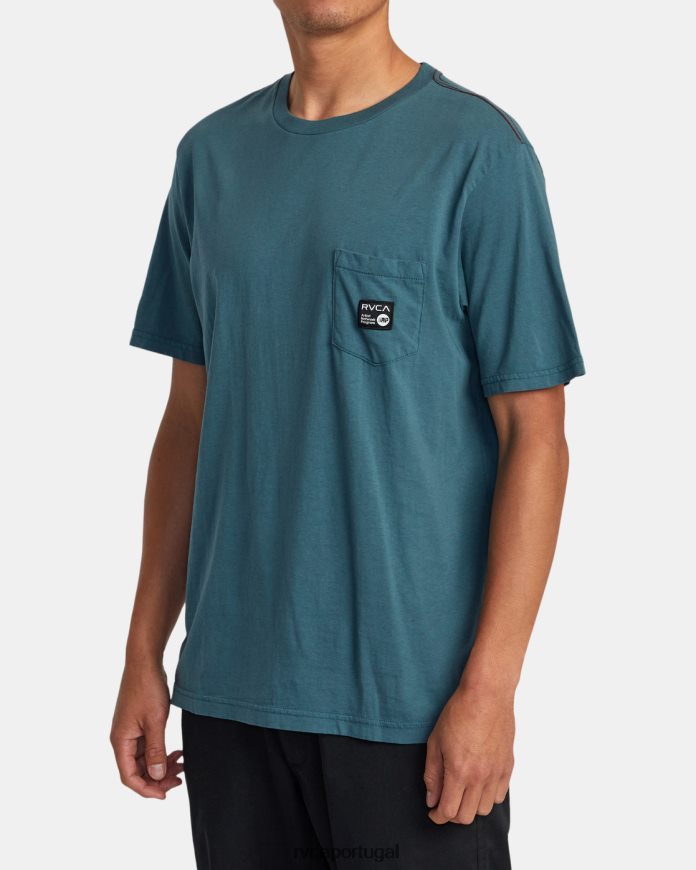 roupas RVCA homens camiseta com bolso anp pato azul N00F2H901