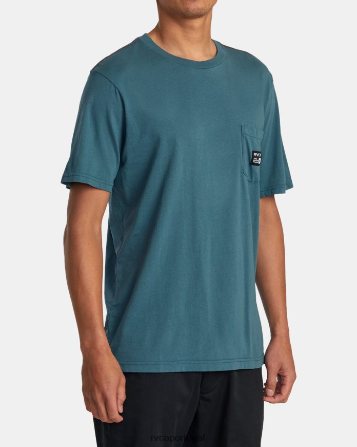 roupas RVCA homens camiseta com bolso anp pato azul N00F2H901
