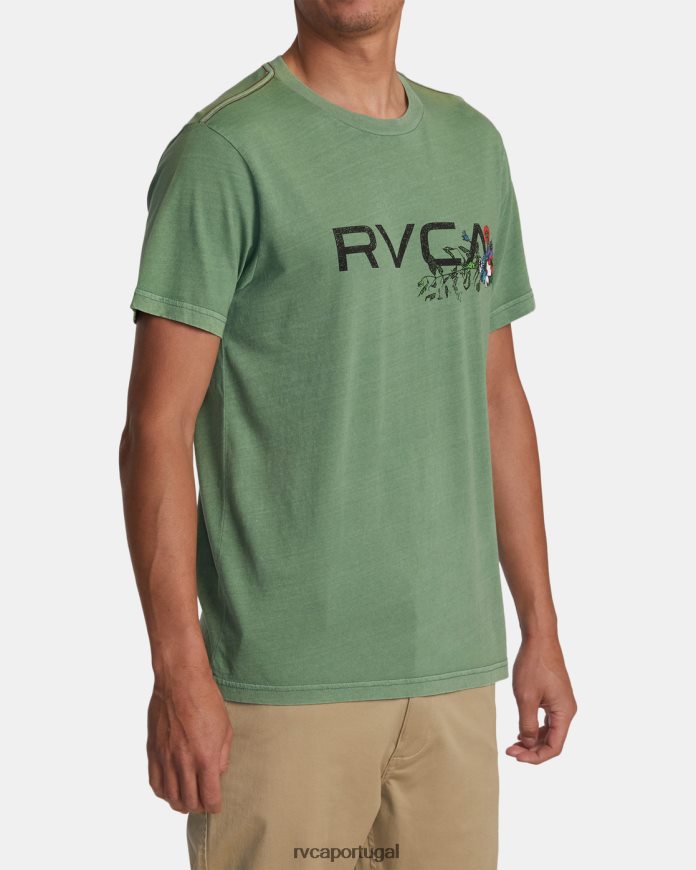 roupas RVCA homens camiseta de arranjo verde N00F2H28