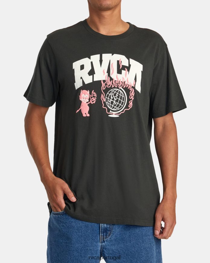 roupas RVCA homens camiseta de detenção pirata preto N00F2H126