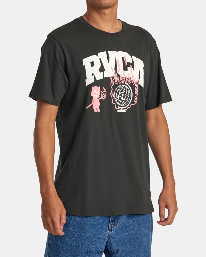 roupas RVCA homens camiseta de detenção pirata preto N00F2H126