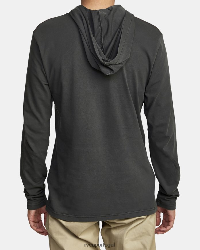 roupas RVCA homens camiseta de manga comprida com capuz pigmento ptc pirata preto N00F2H851