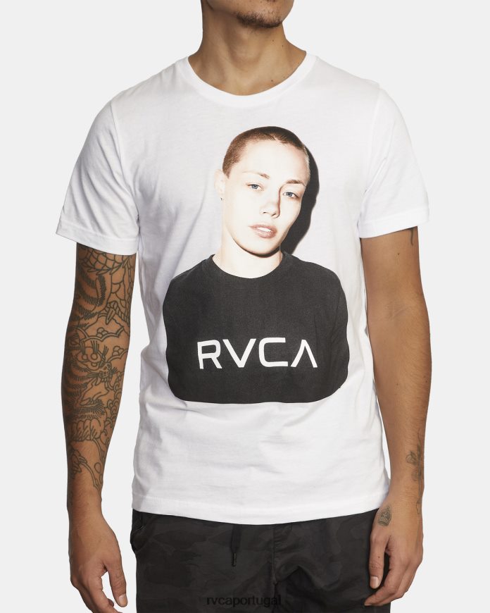 roupas RVCA homens camiseta de manga curta com foto va sport x rose branco N00F2H1046