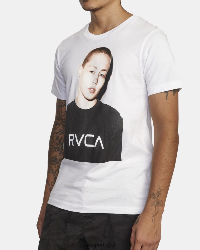 roupas RVCA homens camiseta de manga curta com foto va sport x rose branco N00F2H1046