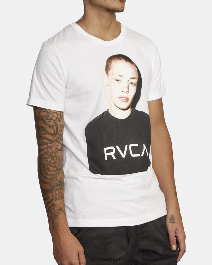 roupas RVCA homens camiseta de manga curta com foto va sport x rose branco N00F2H1046