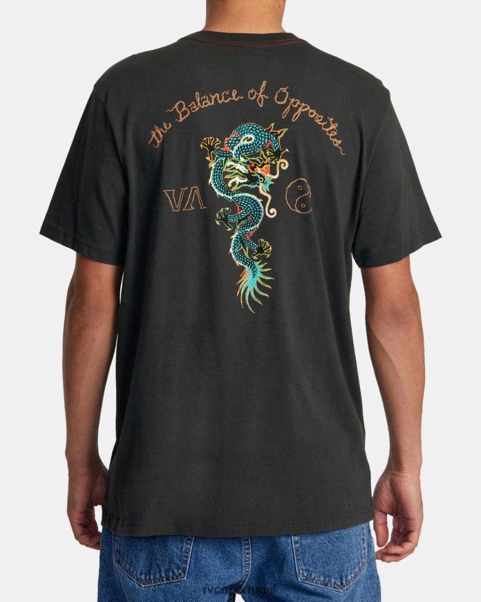 roupas RVCA homens camiseta dragão neon pirata preto N00F2H67