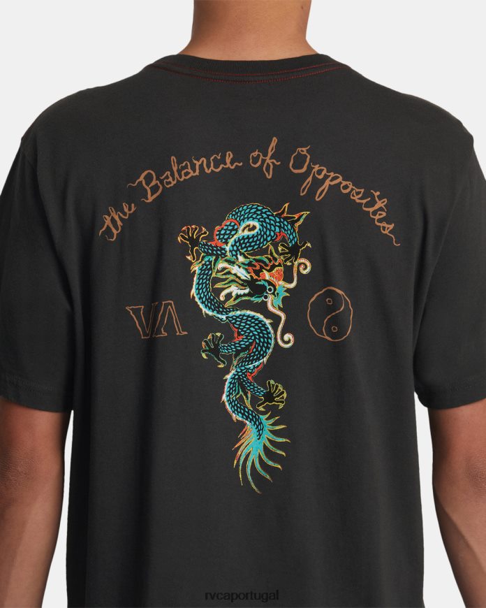 roupas RVCA homens camiseta dragão neon pirata preto N00F2H67