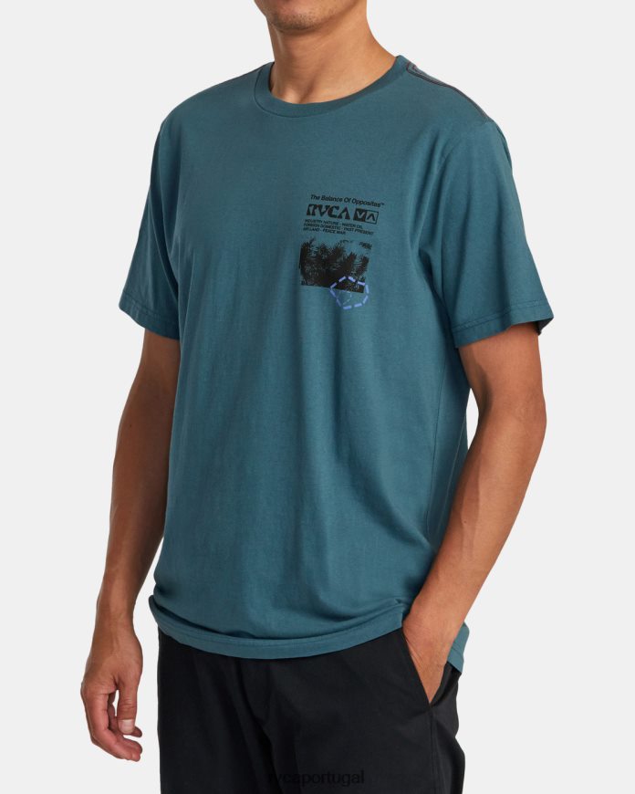 roupas RVCA homens camiseta etnobotônica pato azul N00F2H203