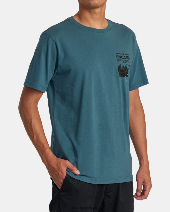 roupas RVCA homens camiseta etnobotônica pato azul N00F2H203