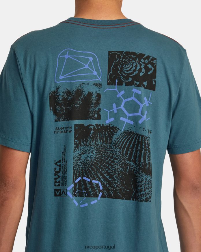 roupas RVCA homens camiseta etnobotônica pato azul N00F2H203