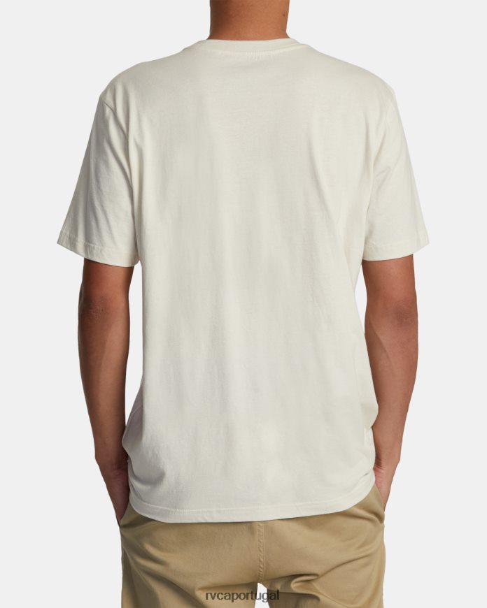 roupas RVCA homens camiseta grande manga curta alvejante prateado N00F2H164