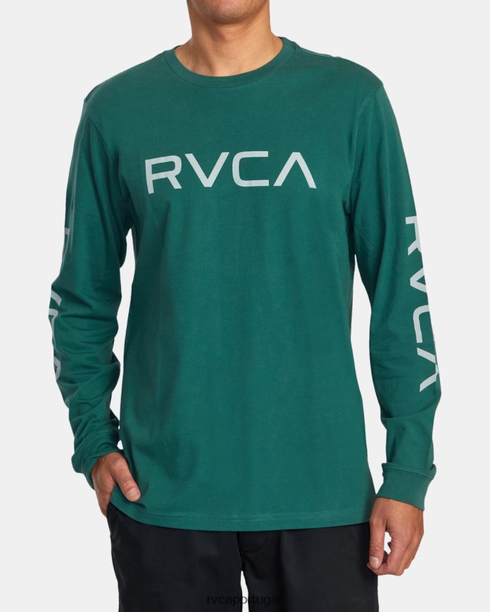 roupas RVCA homens camiseta grande manga longa caçador verde N00F2H862