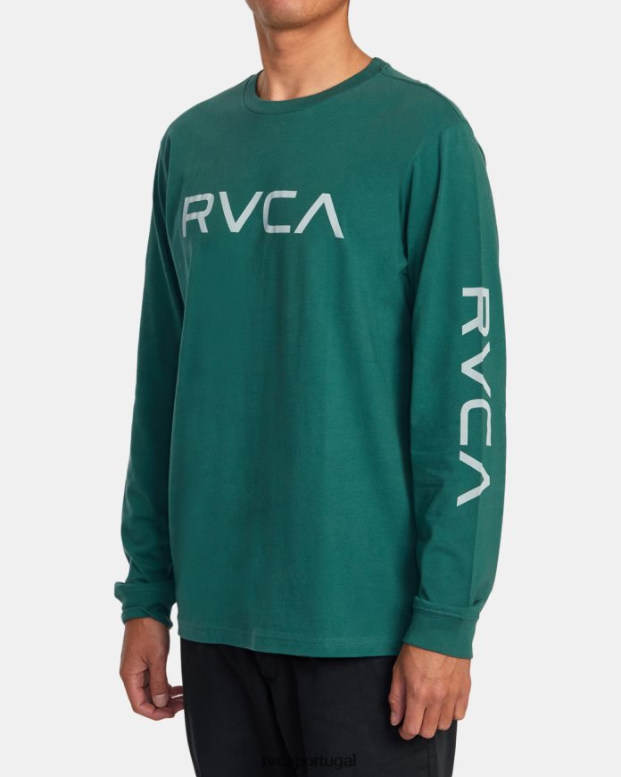 roupas RVCA homens camiseta grande manga longa caçador verde N00F2H862