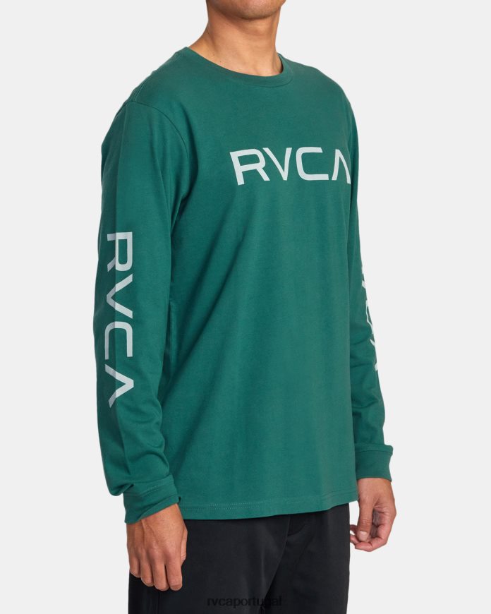 roupas RVCA homens camiseta grande manga longa caçador verde N00F2H862