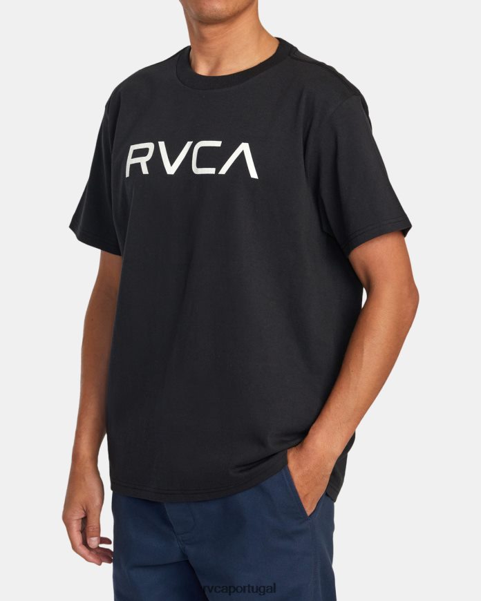roupas RVCA homens camiseta grande para o turno do dia preto N00F2H871