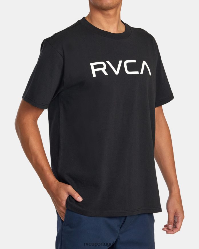 roupas RVCA homens camiseta grande para o turno do dia preto N00F2H871