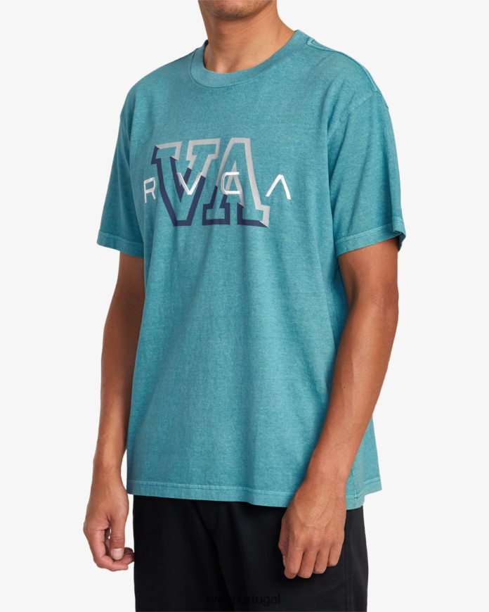roupas RVCA homens camiseta hampton cerceta N00F2H1045