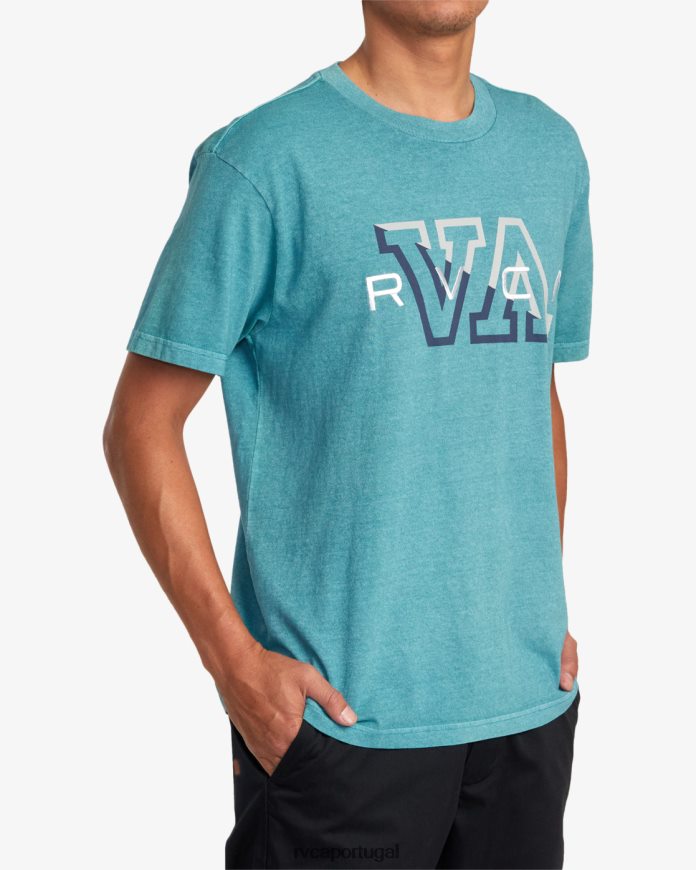 roupas RVCA homens camiseta hampton cerceta N00F2H1045