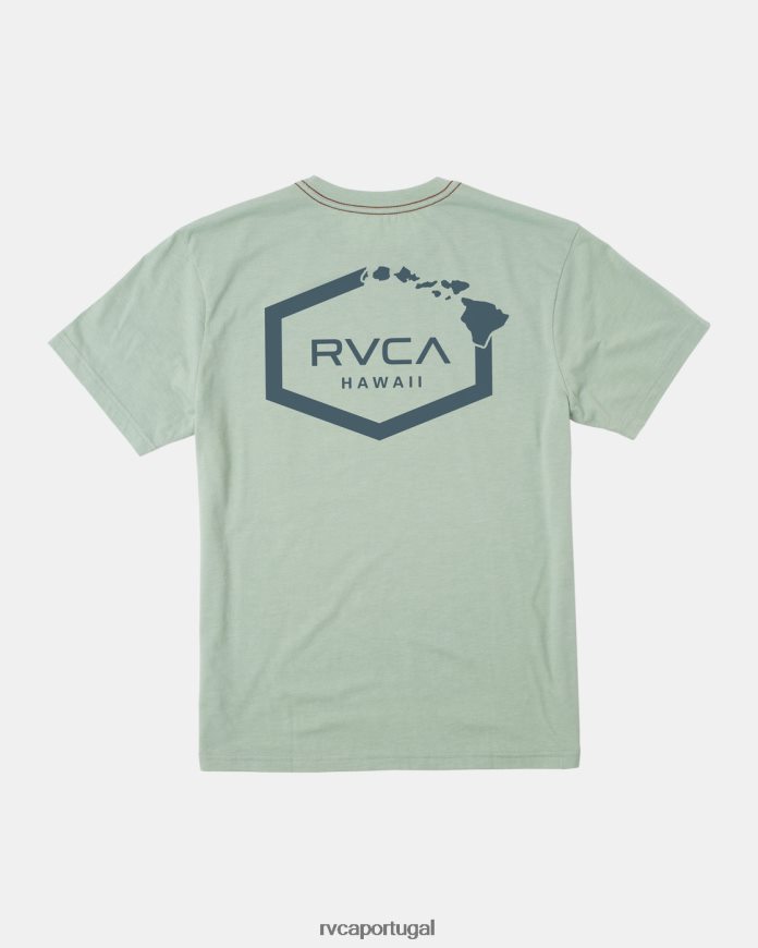 roupas RVCA homens camiseta hexagonal havaí névoa verde N00F2H133