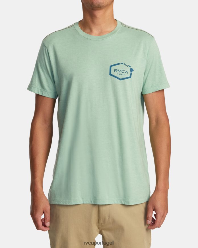 roupas RVCA homens camiseta hexagonal havaí névoa verde N00F2H133