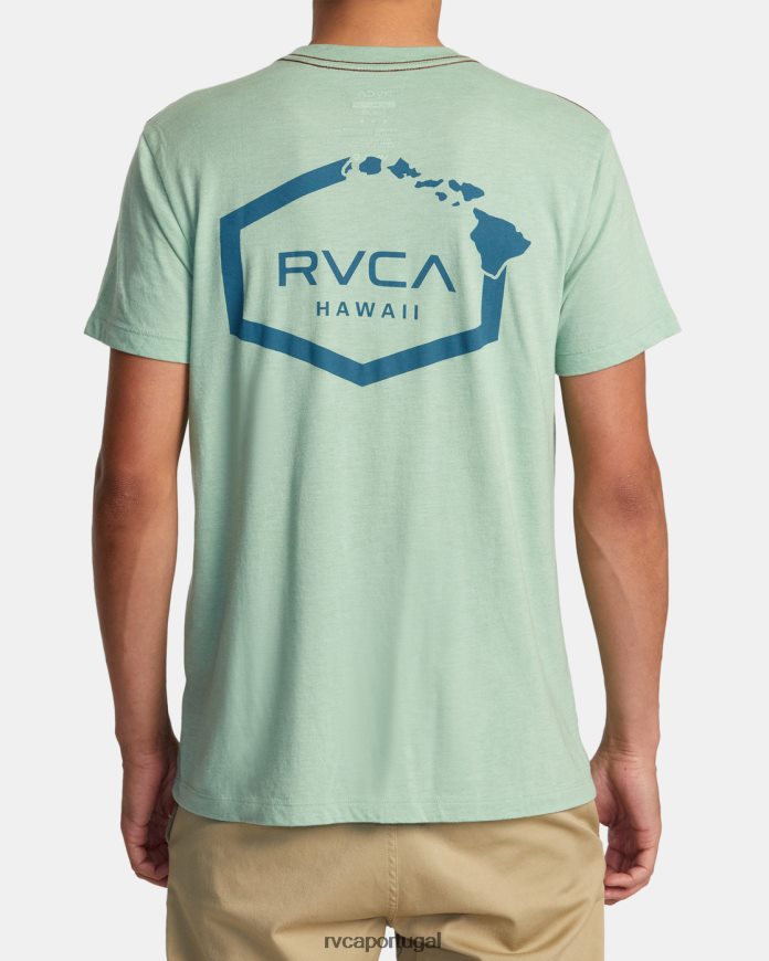 roupas RVCA homens camiseta hexagonal havaí névoa verde N00F2H133