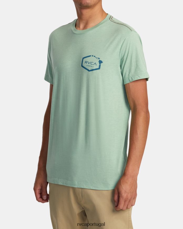 roupas RVCA homens camiseta hexagonal havaí névoa verde N00F2H133