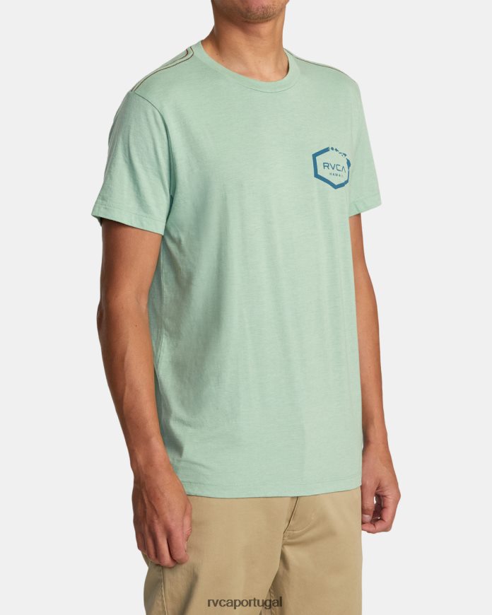 roupas RVCA homens camiseta hexagonal havaí névoa verde N00F2H133