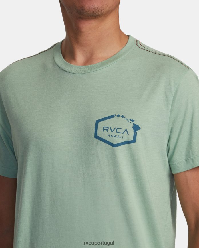 roupas RVCA homens camiseta hexagonal havaí névoa verde N00F2H133