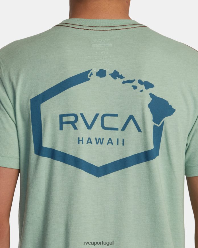 roupas RVCA homens camiseta hexagonal havaí névoa verde N00F2H133