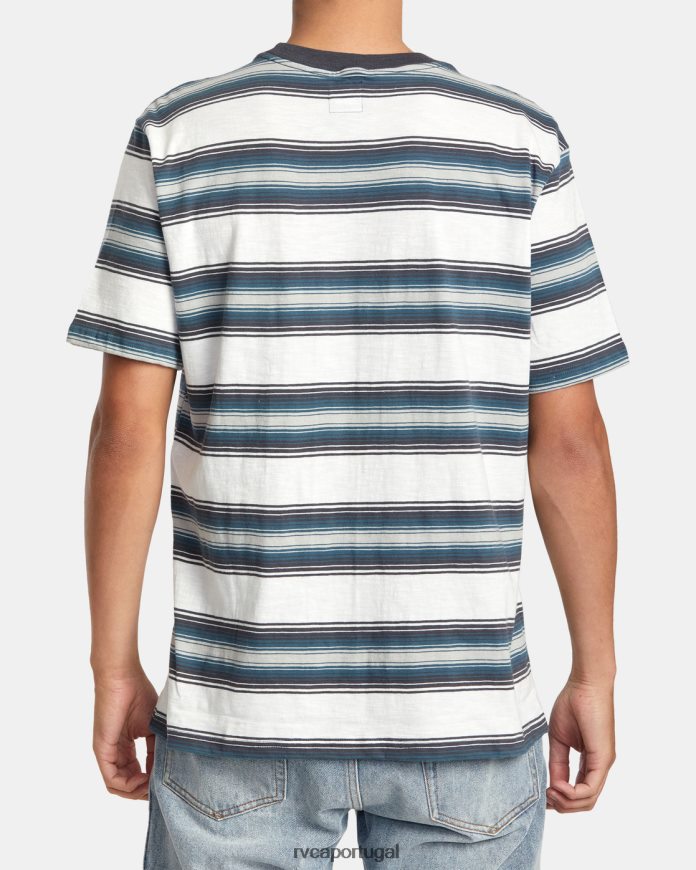 roupas RVCA homens camiseta listrada polanco branco antigo N00F2H64