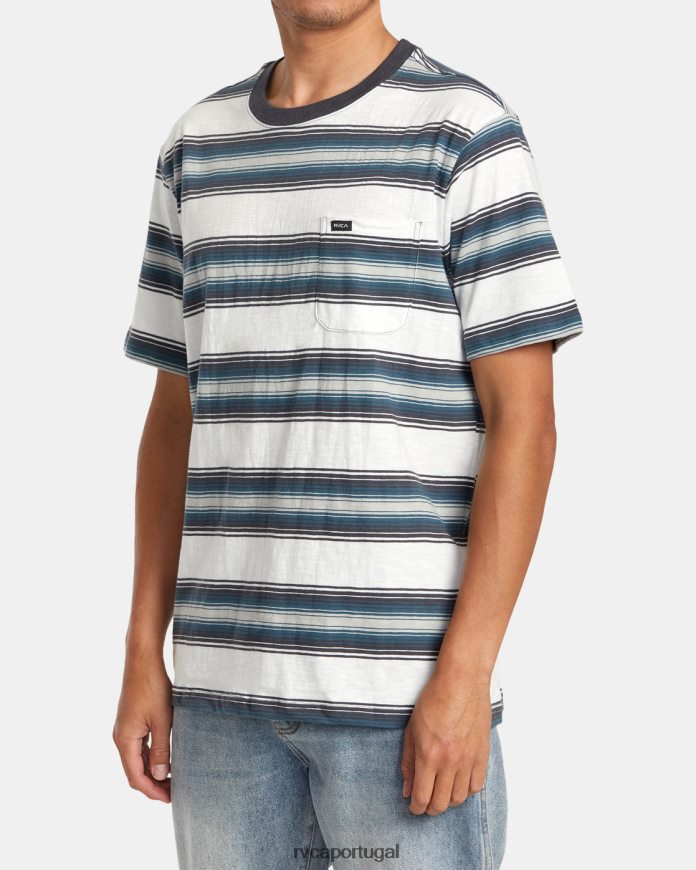 roupas RVCA homens camiseta listrada polanco branco antigo N00F2H64