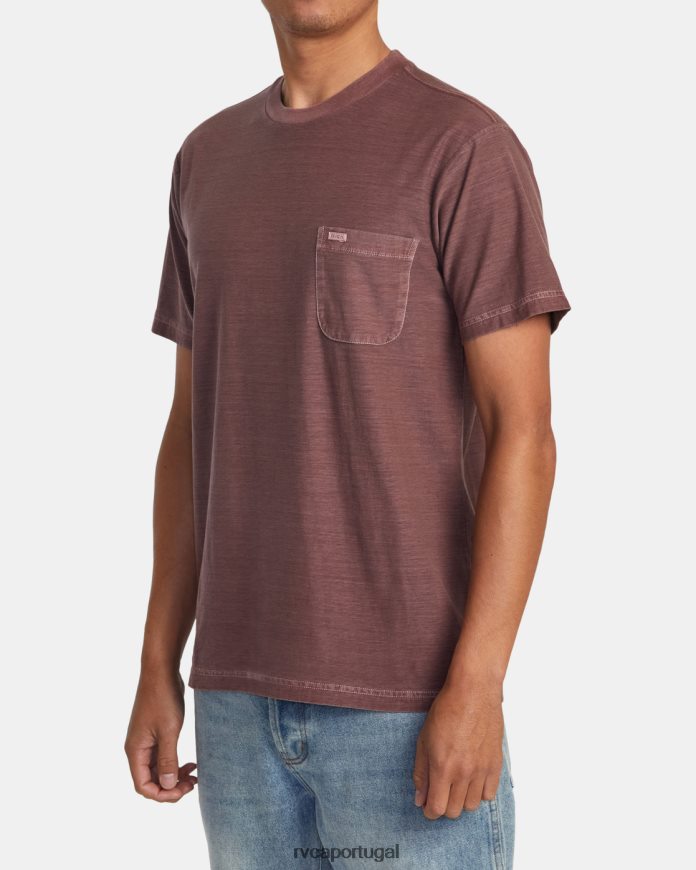 roupas RVCA homens camiseta listrada ptc terra vermelha N00F2H482