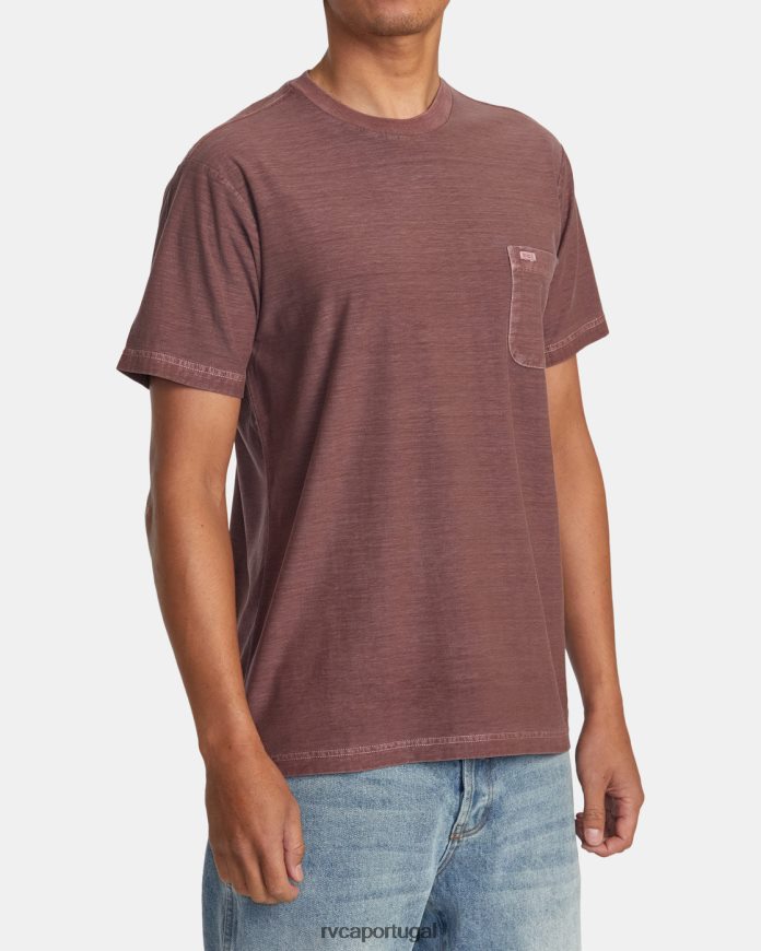 roupas RVCA homens camiseta listrada ptc terra vermelha N00F2H482