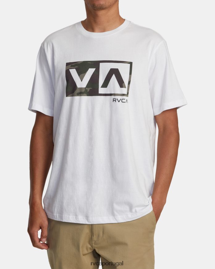 roupas RVCA homens camiseta manga curta balance box branco N00F2H160