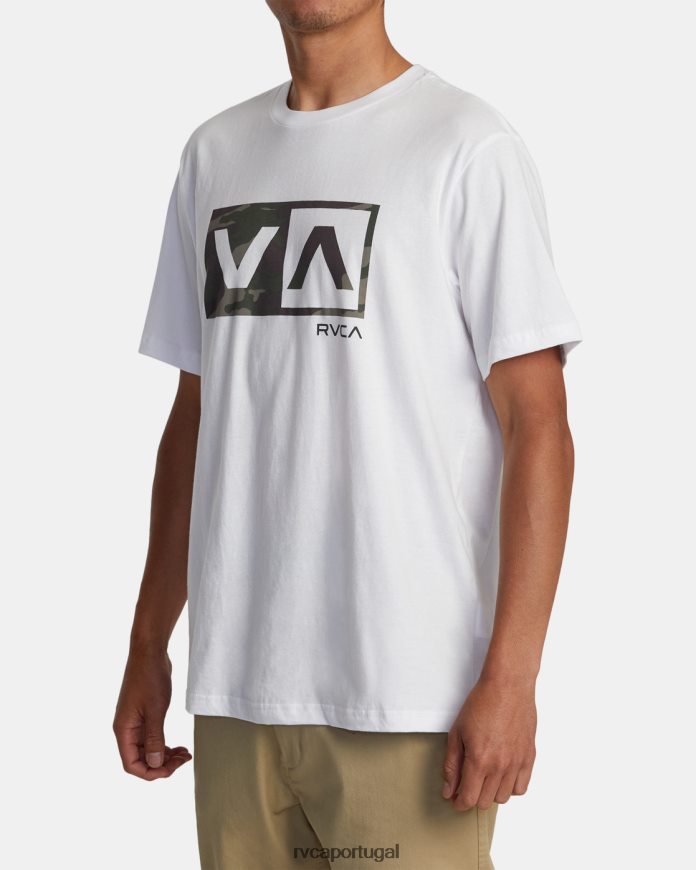 roupas RVCA homens camiseta manga curta balance box branco N00F2H160