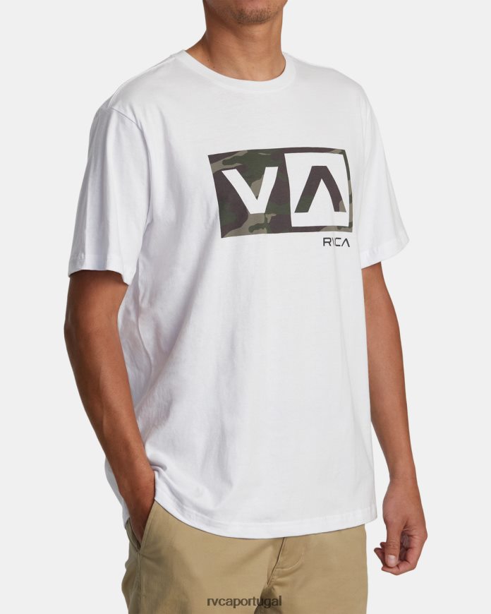roupas RVCA homens camiseta manga curta balance box branco N00F2H160