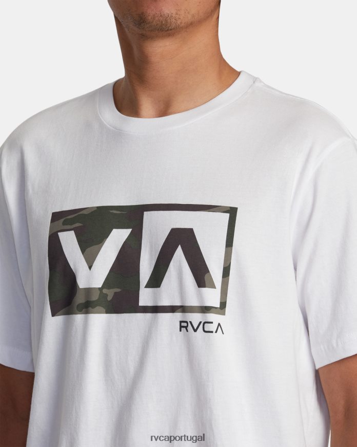 roupas RVCA homens camiseta manga curta balance box branco N00F2H160
