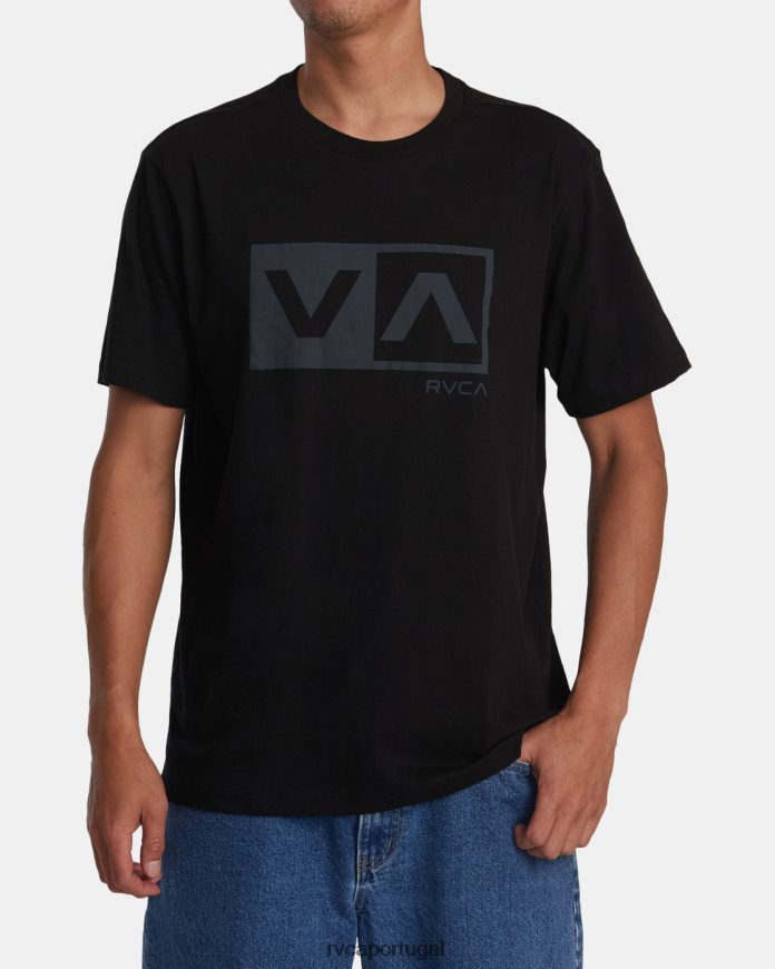 roupas RVCA homens camiseta manga curta balance box preto N00F2H159
