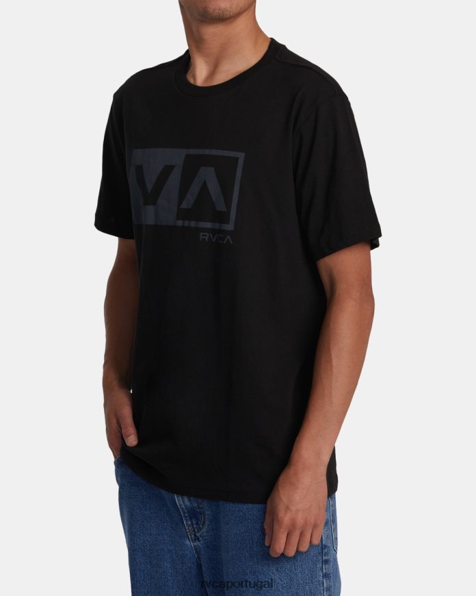 roupas RVCA homens camiseta manga curta balance box preto N00F2H159