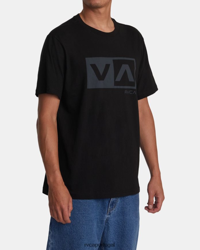 roupas RVCA homens camiseta manga curta balance box preto N00F2H159