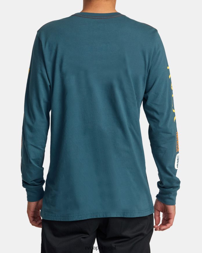 roupas RVCA homens camiseta manga longa anp pato azul/amarelo N00F2H213